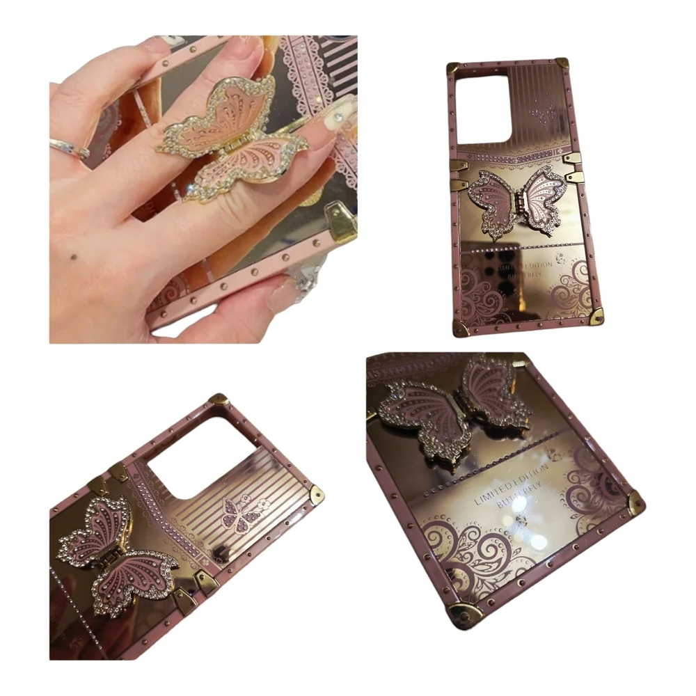 Elegant Butterfly Phone Case - Rose Gold For Samsung S21 Ultra